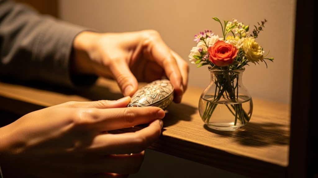 暮らしの中に小さな心の拠り所を置く様子