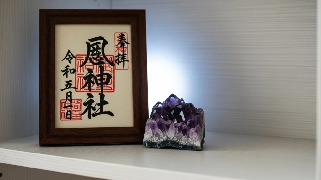 お部屋の浄化の核となる命泉庵ご祈念堂の護符とさざれ石